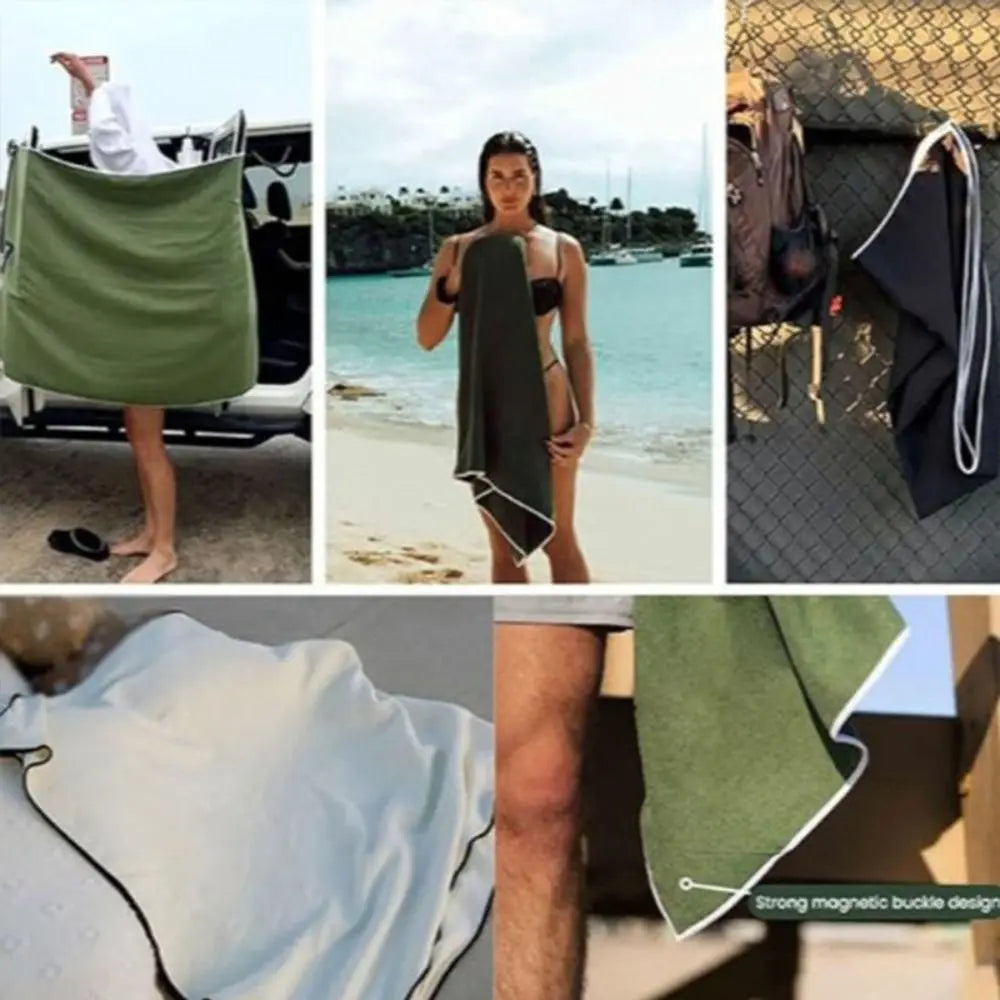 Portable Quick-Drying Multifunctional Coral Fleece Bath Towel - Perfect for Beach and Outdoor Use!