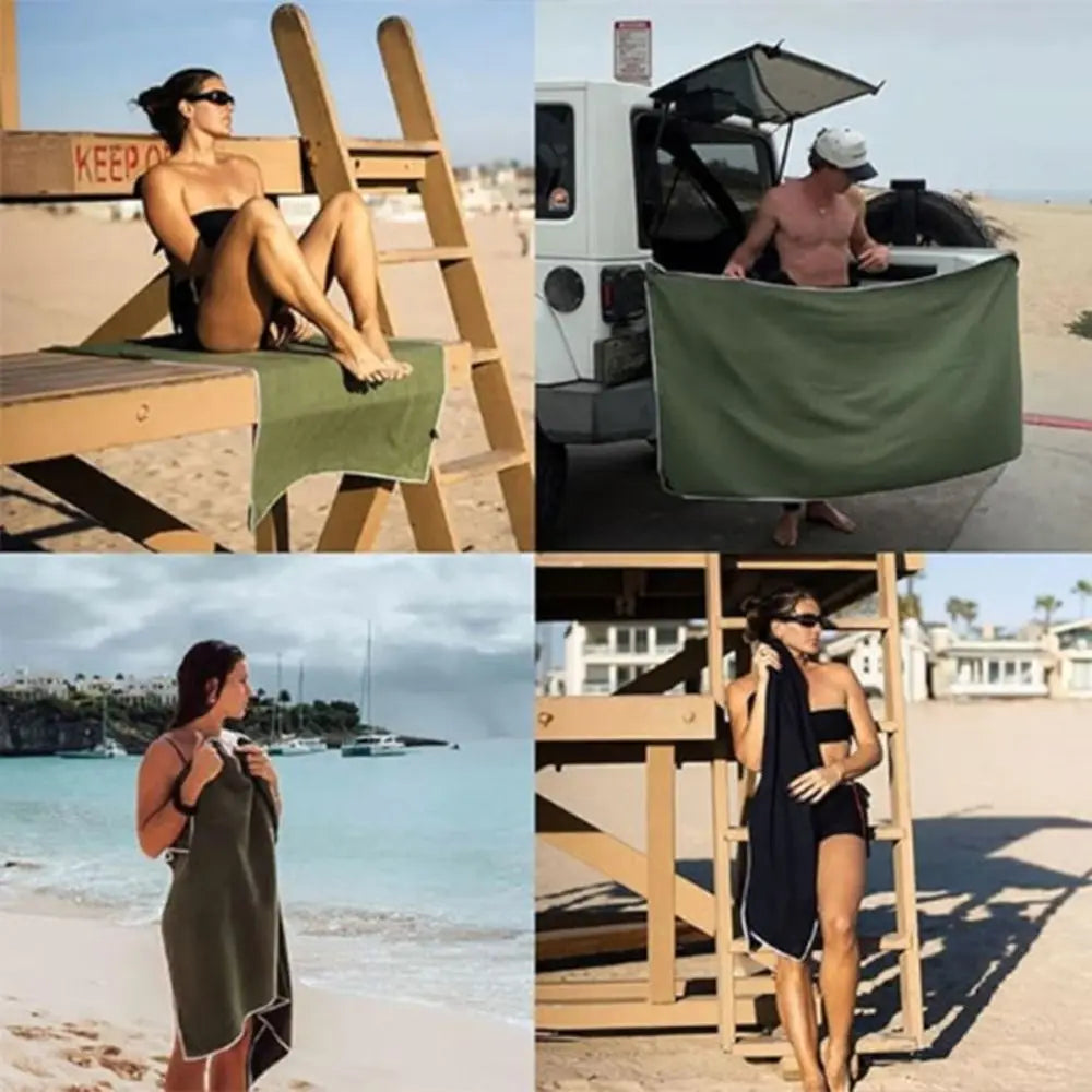 Portable Quick-Drying Multifunctional Coral Fleece Bath Towel - Perfect for Beach and Outdoor Use!